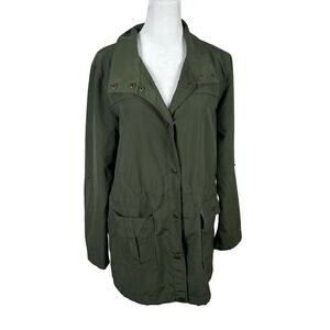 Sanctuary Anthropologie Military Green Jacket Coat Utility Small Buttons Casual
